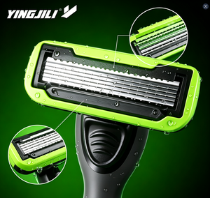 <span class=keywords><strong>Rasoir</strong></span> manuel pour homme à 6 lames avec logo personnalisé, bande lubrifiante à l'aloe vera, forme en L, facile à nettoyer - Product Image 2