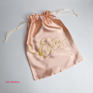 Bolsa de Satén de Lujo con Logotipo de Marca, Bolsa de Regalo con Cordón de Seda, Bolsa de Embalaje para Pelucas, para Pequeñas Empresas - Product Image 2