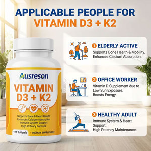 Cápsulas de Gel Suave Veganas de <span class=keywords><strong>Vitamina</strong></span> <span class=keywords><strong>D3</strong></span> K2 con Magnesio, Vitaminas <span class=keywords><strong>D3</strong></span> y K2, B12, 10000 UI, <span class=keywords><strong>100000</strong></span> UI, Suplementos para Huesos y Corazón, Marca Privada - Product Image 2