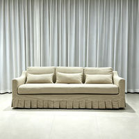 Canapé en lin de style français avec housse amovible et lavable, canapé lounge design personnalisé OEM, vente en gros pour projets de hall d'hôtel et de club