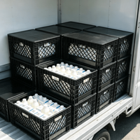 Caisse de transport empilable ventilée en plastique solide de 24 litres, robuste, pour boissons, fruits et légumes