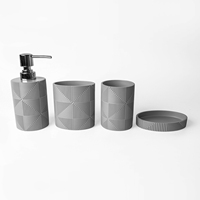 Ensemble d'accessoires de salle de bain en résine écologique à motif géométrique 3D moderne, 4 pièces, facile à nettoyer, pour hôtel élégant et maison