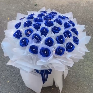 Têtes de fleurs artificielles en soie, taille Honor, à paillettes, modernes, éternelles, avec poudre dorée et cristaux, multicolores, pour mariage et <span class=keywords><strong>d</strong></span>écoration intérieure, vente en gros directe usine - Product Image 4