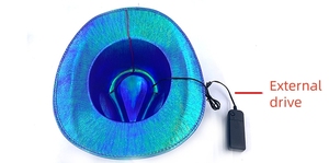 Özel Logolu LED Neon Işıklı Pullu Kovboy/Kovgirl Şapkası, Parti ve Düğünler İçin Yanıp Sönen Işıklarla - Product Image 5