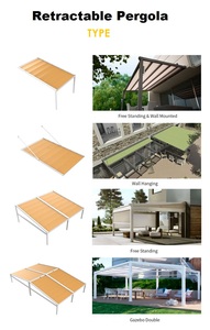 Couverture de patio moderne 4x3 3x3 motorisée en PVC Conception de toit à persiennes en aluminium Pergolas De Aluminio à revêtement en poudre Bois traité naturel - Product Image 5