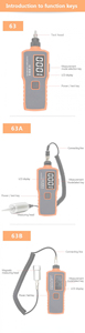 VC63B <b>Mini</b> Orange Digital <b>Vibration</b> Meter 1-1999um Displacement Velocity0.1-199.9mm/s RMS Vibrometer - Product Image 5