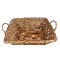 Panier cadeau de saule de corde de jonc de mer brun rectangulaire vide personnalisé naturel de haute qualité avec poignées