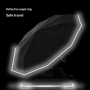 Parapluie publicitaire manuel pliable inversé avec bandes réfléchissantes, boucle, style professionnel, protection solaire, logo promotionnel, UV 8k - Product Image 4