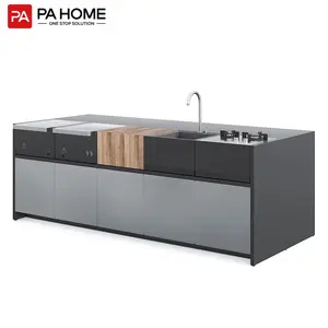 PA endüstriyel açık mutfak lavabo ve ızgara alüminyum mutfak dolabı