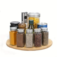 Plateau tournant en bambou naturel de 6 pouces, style campagnard, multifonctionnel et durable, pour épices de cuisine - Vente en gros