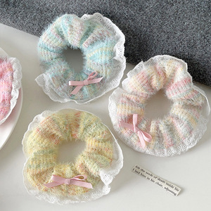 Coleteros Scrunchie Arcoíris al por Mayor, Scrunchies Trenzados Elásticos para el Cabello, Lazos para el Cabello de Mujer y Niña, Scrunchie de Encaje con Lazo - Product Image 5