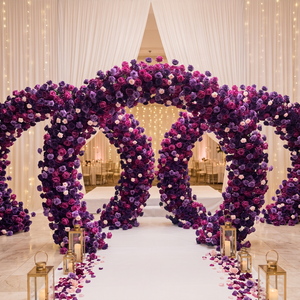 LEDA Luxury Purple Rose Floral <b>Arch</b> Wedding Backdrop Artificial Flower <b>Arch</b> Stand For Ceremony Stage <b>Decoration</b> - Product Image 1