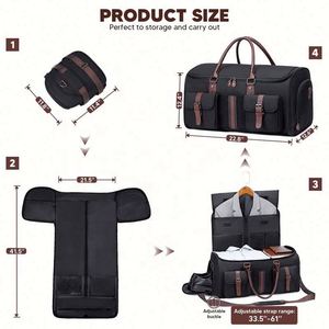 <span class=keywords><strong>Maletas</strong></span> de Viaje 2 en 1 con Compartimento para Zapatos, Bolsas de Viaje Tipo Maleta Colgante para Hombre y Mujer, Bolsas de Lona para Ropa - Product Image 6