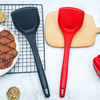 Spatule de cuisine antiadhésive en silicone avec manche en silicone, spatule pour poêle, pelle de cuisine, compatible lave-vaisselle