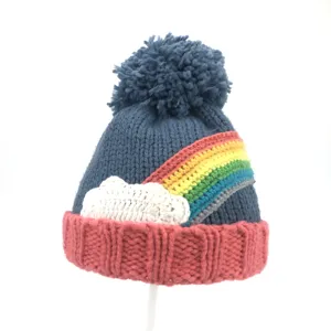 Factory winter hats women beanies pom pom baggy knitted beanie
