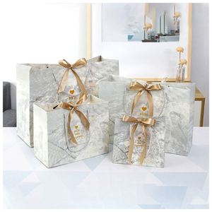 Color Marble Pattern Design Retail Shopping Packaging Paper <b>Gift</b> Bag Bottom 3D Cutting Process - Product Image 3