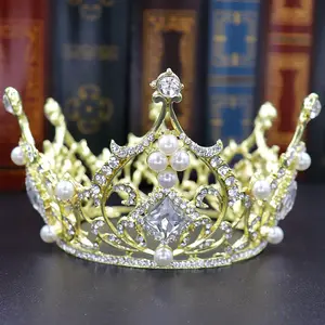 Barokke Bridal Crown Vierkante Diamanten Ronde Kroon Prinses Kinderen Kroon Bruiloft Accessoires Haar Accessoires