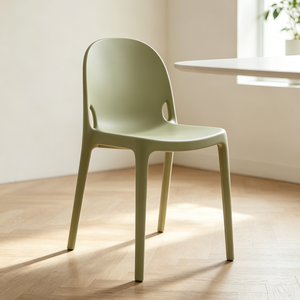 Chaise de salle à manger en plastique moulé intégré de style nordique, empilable, avec dossier minimaliste, pour <span class=keywords><strong>la</strong></span> maison, le café, le restaurant - Product Image 1