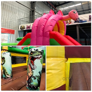 Château gonflable combiné personnalisé en PVC durable pour la <span class=keywords><strong>location</strong></span> événementielle, motif dinosaure bleu, pour enfants - Product Image 6