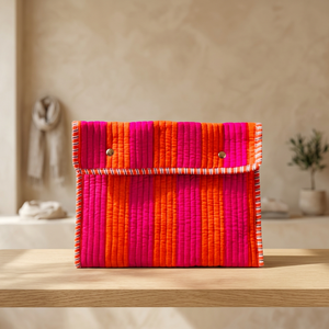 Funda de pana para tablet, a rayas, ligera, portátil, con cierre de cremallera, ecológica, para portátil, color naranja, protectora, informal - Product Image 6