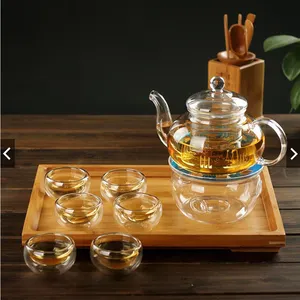 best Small transparent 400ml Heat resistant Glass teapot for tea Cup Set