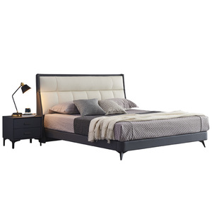 Letto matrimoniale moderno di lusso leggero in pelle 1.8 metri camera da letto matrimoniale letto matrimoniale letto morbido pacchetto mobili camera da letto di lusso - Product Image 6