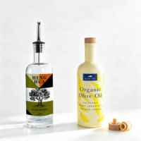 Bouteille de liqueur en verre rond givré transparent personnalisée de 500 ml (50 cl) - Bouteilles en verre de qualité supérieure pour vodka, gin, whisky avec bouchon en bois en forme de T