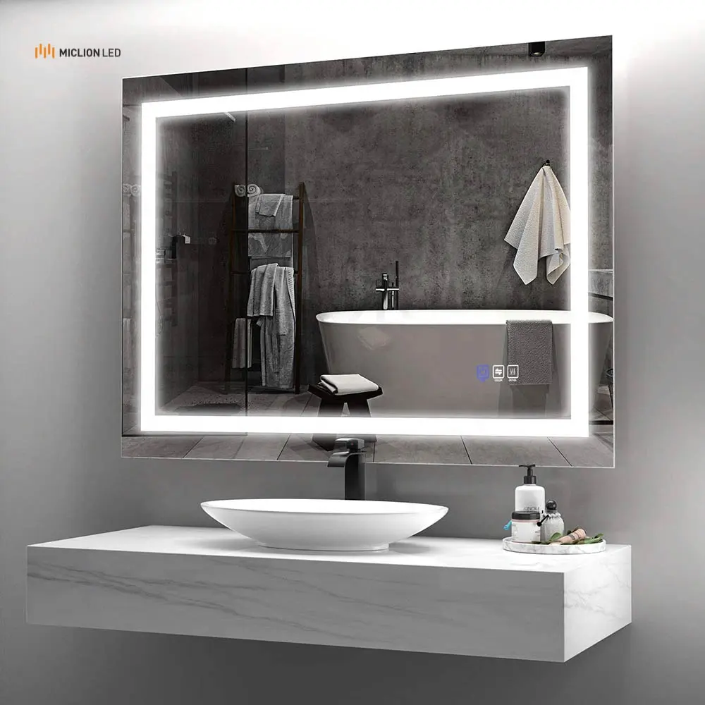 Smart Makeup Mirror Bathroom Rectangle Anti Fog Light Led Mirror