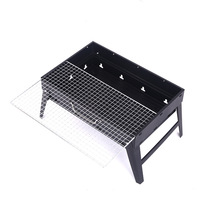 Barbecue portable mini pliable au charbon de bois avec grille en fer chromé pour camping et pique-nique en extérieur, léger et transportable comme une valise