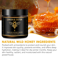 Baume au suif et au miel, cire d'abeille biologique, nourrissant, réparateur, lissant, anti-ridules, non parfumé, 57g, pot ambré, OEM ODM, marque privée, personnalisé