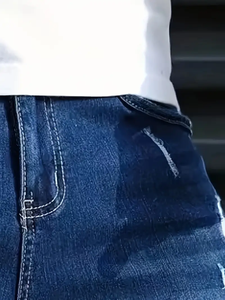 กางเกงขาสั้นลำลองแบบดรอปชิปเป็นทางเลือกที่ทันสมัยสำหรับแฟชั่นผ้ายีนส์ฤดูร้อน - Product Image 5