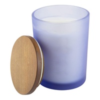 Bougie parfumée en verre givré personnalisable avec logo de luxe et couvercle en cuir pour la décoration de la salle de bain et de la chambre d'hôtel