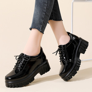 Nouvelles chaussures en cuir à semelle épaisse pour femmes, style coréen polyvalent, chaussures à semelle épaisse, style britannique tendance - Product Image 2