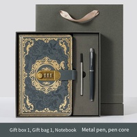 Carnet de notes Fangda A5 rétro en cuir rigide avec mot de passe, 100 feuilles de papier épais de qualité supérieure, reliure cousue durable, journal personnel, école
