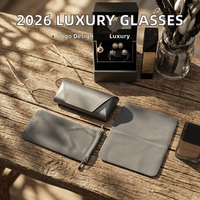 Nouvel ensemble d'emballage de luxe haut de gamme 2026 en PU pour étuis à lunettes et à lunettes de soleil avec logo personnalisé