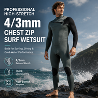 Combinaison de surf en néoprène SCR 3 mm avec fermeture éclair sur la poitrine et genouillères renforcées, fabriquée en usine OEM