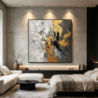 Art mural peint à la main haute qualité, paysage pastoral personnage et mouton, tons chauds brumeux, tableau encadré maison
