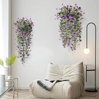 Tanaman Bunga Gantung Eucalyptus Violet Buatan Tiruan untuk Dekorasi Pintu Rumah Dalam & Luar Ruangan, Tahan Lama & Bergaya