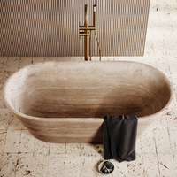 Baignoire à débordement en travertin naturel contemporain Kumusi Furniture avec drain