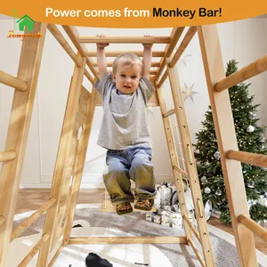 Arrampicata per bambini con struttura in legno arrampicata per bambini giocattoli da arrampicata 8-in-1 per bambini con scivolo per i più piccoli