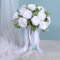 Bouquet de mariée de style européen, fausse rose en soie, fleurs de mariage, bouquet de demoiselle d'honneur forestier à tenir à la main pour cérémonie et décoration de fête