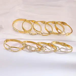 Jinyun Wholesale Stainless Steel Fashion 18k Gold Gold Diamond Bangle Hollow Star Bracelet Jewelry Bracelet Famous Brands Bangle