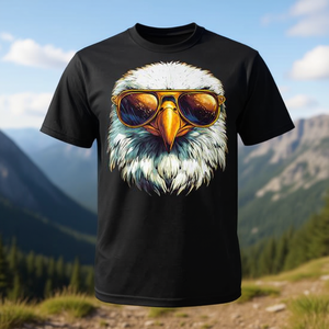 T-shirt grafica Eagle Sunglasses unisex per adulti, taglia media, girocollo in cotone nero - Product Image 2
