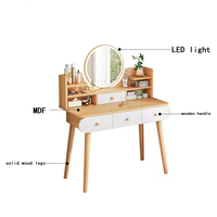 Moderne LED Lumière Coiffeuse Miroir Tiroirs Rack Maquillage Vanités Pieds En Bois Massif En Gros Pas Cher Prix pour Chambre Hôtel Utilisation