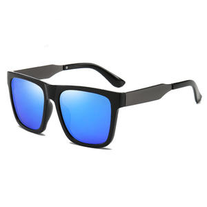 Lunettes de soleil polarisées rectangulaires pour hommes UV400, monture intégrale, verres miroir bleus, style cyclisme extérieur YC66269-B8 - Product Image 1