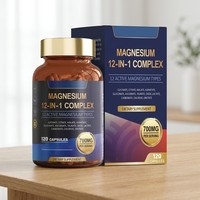 Capsules de glycinate de magnésium, complément vitaminique, complexe 12 en 1, soutien du métabolisme énergétique, utilisation pour adultes