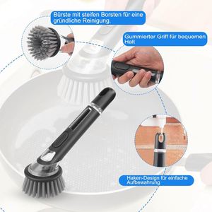 25*7.5*3cm Multi-Functional Plastic <b>Cleaning</b> <b>Brush</b> Dispenser <b>for</b> Kitchen Black Rinse Dish <b>Brush</b> <b>for</b> Pot Pans and Detergent - Product Image 4