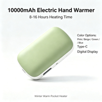 Calentador de Manos y Banco de Energía 2 en 1 de 10000mAh, Calentador Portátil con 3 Niveles de Temperatura, Pantalla Digital, Recargable Tipo-C