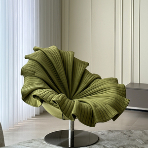 Poltrona Girevole di Lusso a 360°, Sedia Moderna di Design a Forma di Petalo in Velluto per Salotti di Ville <span class=keywords><strong>e</strong></span> Residenze di Lusso - Product Image 1