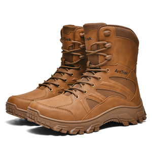 Botas de escalada duraderas de gamuza sintética con cremallera lateral, calzado de exterior para invierno y verano, para trabajo, senderismo, camping, de corte medio - Product Image 1